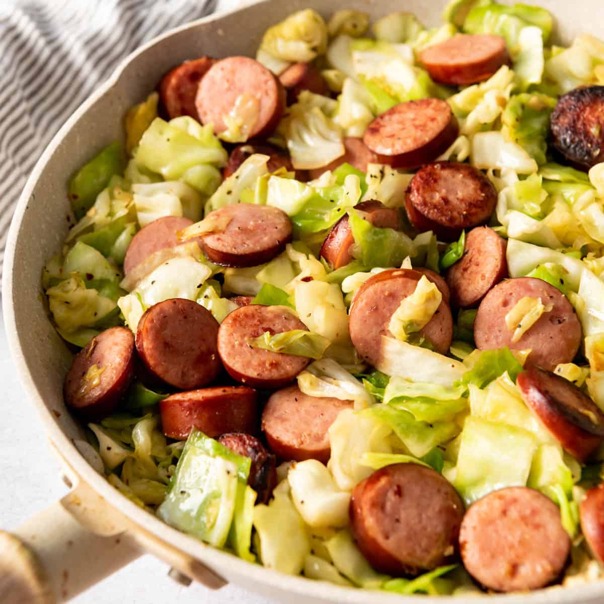 Easy Cabbage and Sausage Skillet Meal - easydinnerrecipes.com