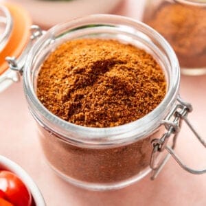 A jar of homemade taco seasoning.