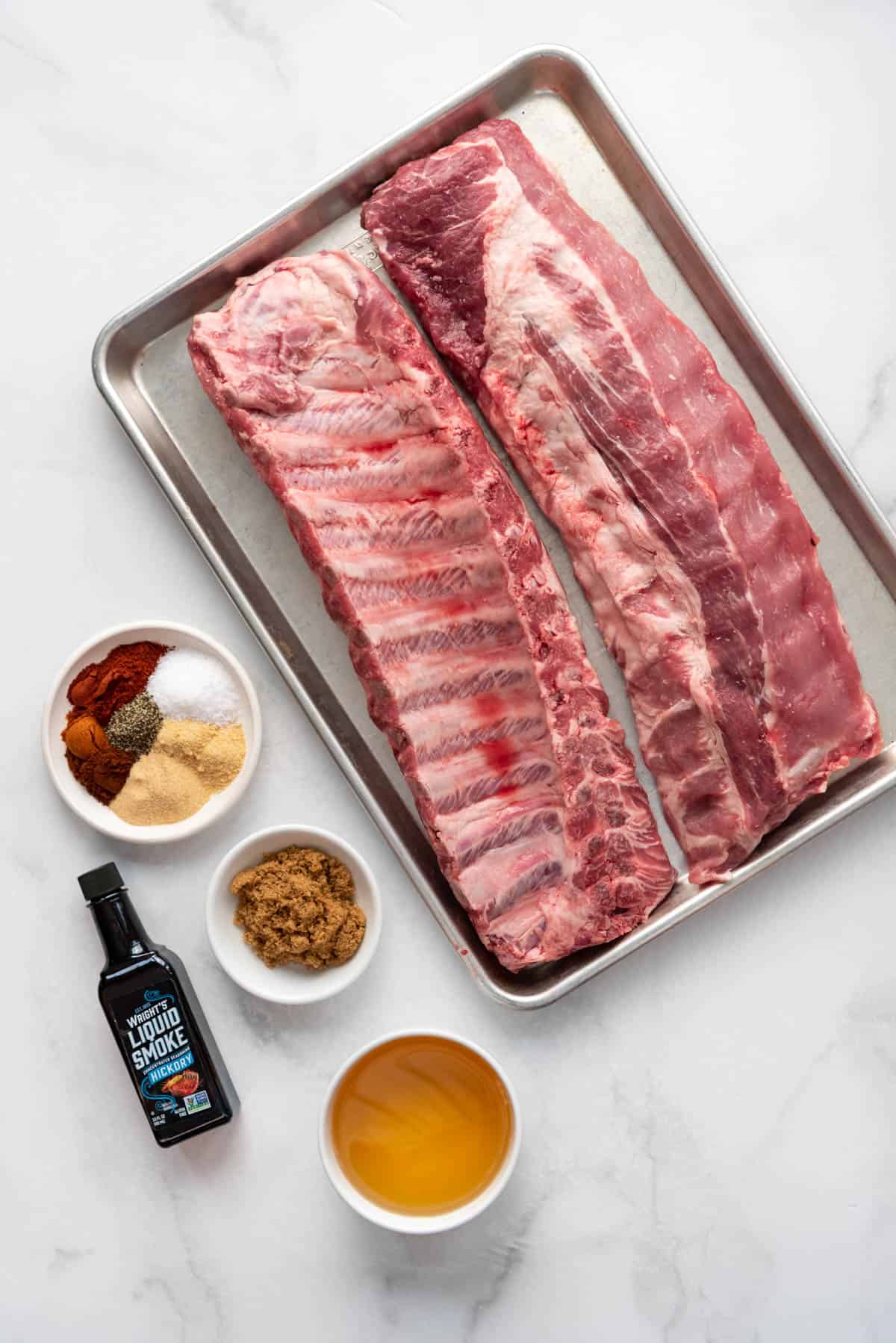 Ingredients for Instant Pot baby back ribs.