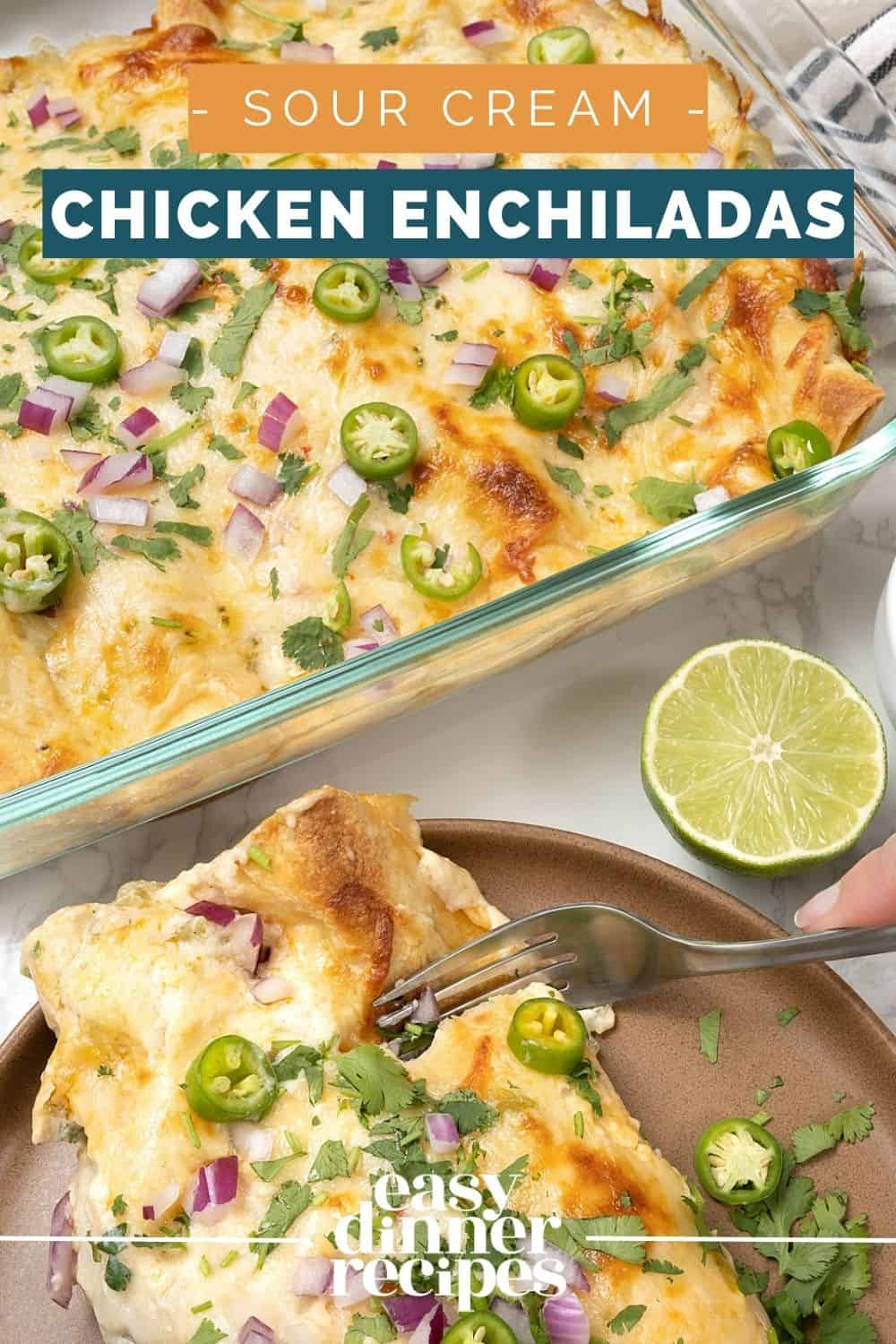 Cheesy Sour Cream Chicken Enchiladas | Easy Dinner Recipes