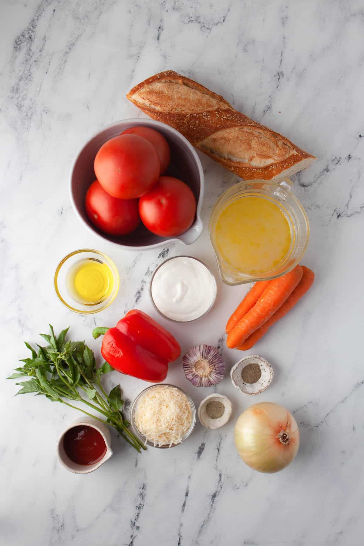 Ingredients for making Instant Pot tomato soup.