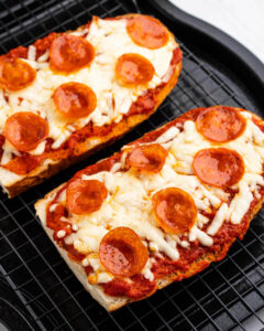 An image of air fryer french bread pepperoni pizza.